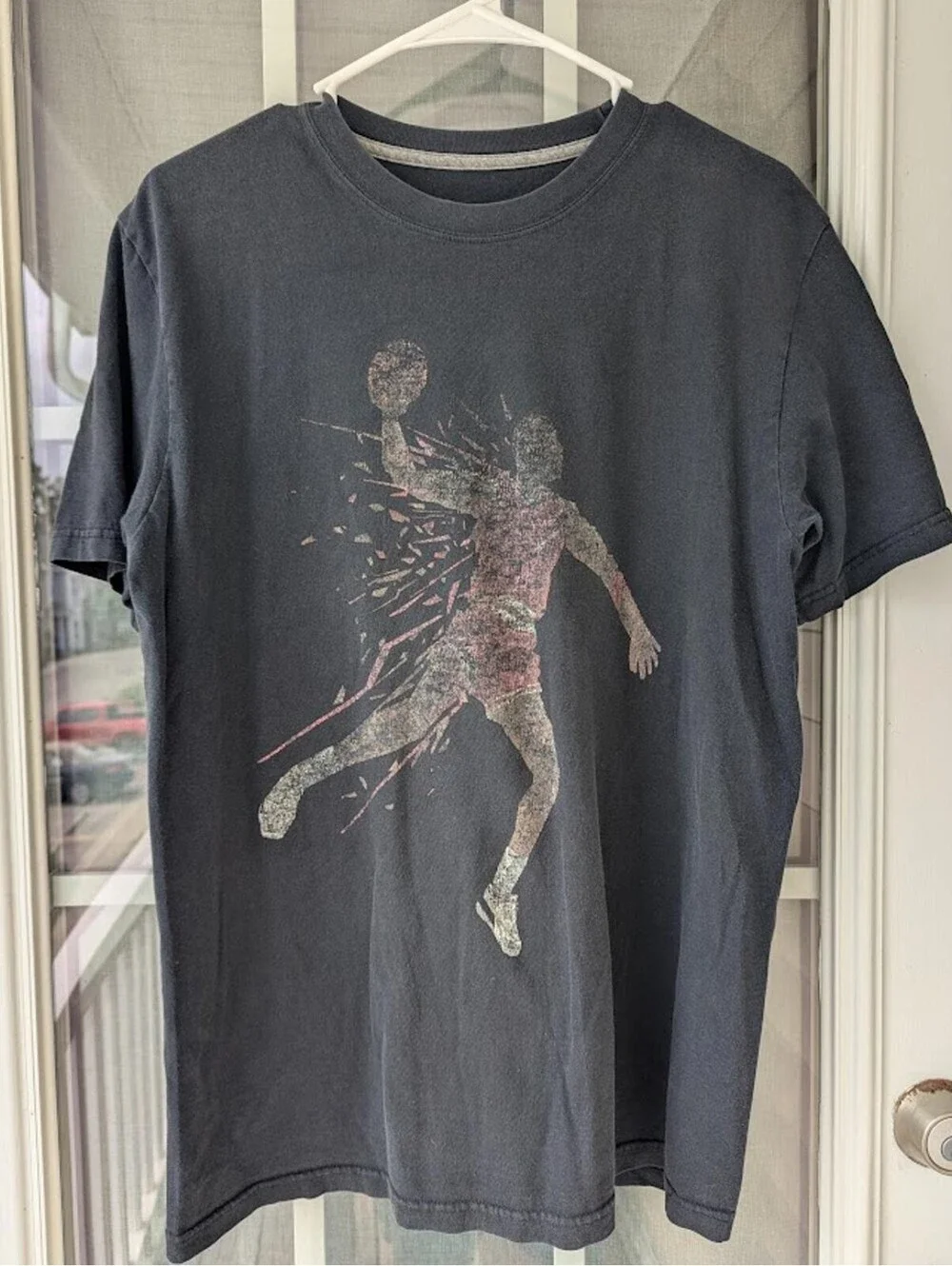 Vintage Michael Jordan Black Graphic Basketball T-Shirt Large Fade 20.5x27.5 Y2K